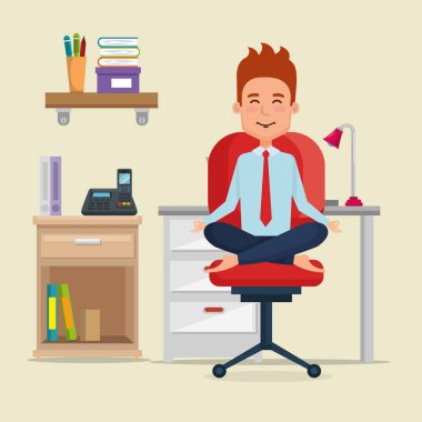 Ofis Sandalye Yoga pratik iş adamı
