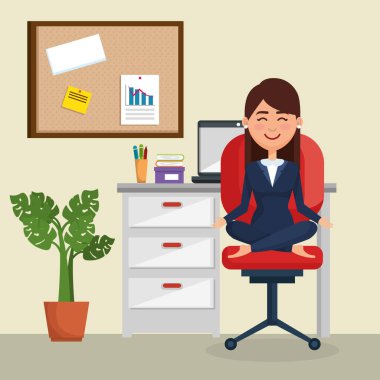 Ofis Sandalye Yoga pratik iş kadını