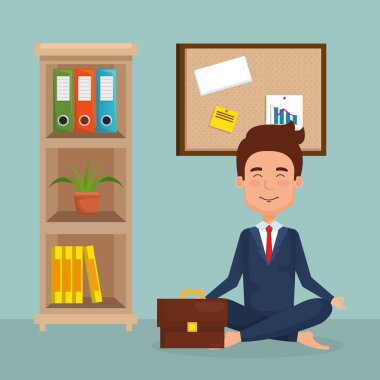 Yoga yapan genç adam.