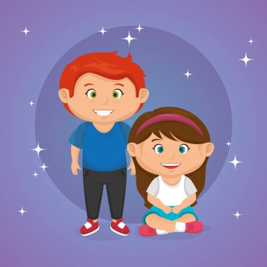 mutlu küçük karakter vektör çizim tasarım çocuklar