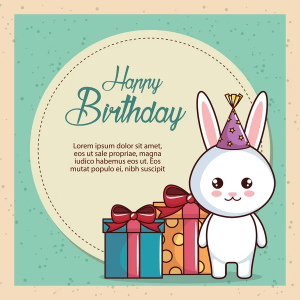 Открытка с днем рождения милого кролика — стоковый вектор