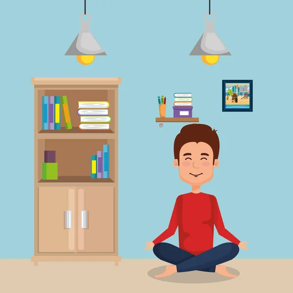 Joven practicando yoga — Vector de stock