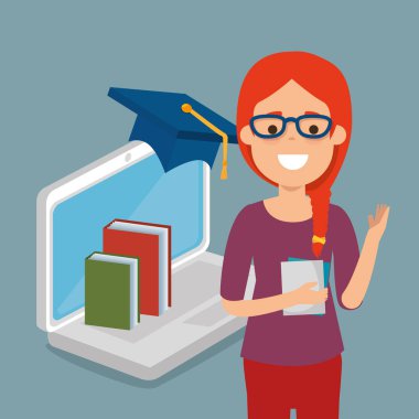 dizüstü eğitim online olan kadın