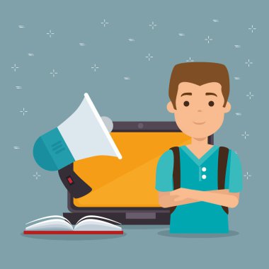 dizüstü eğitim online ile genç adam