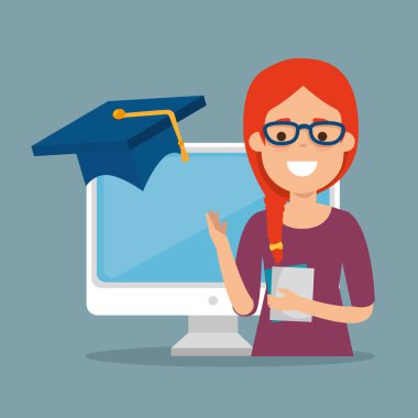 bilgisayar eğitim online olan kadın