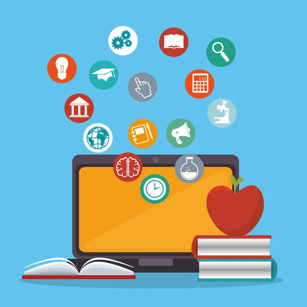 Laptop com serviço online de educação — Vetor de Stock