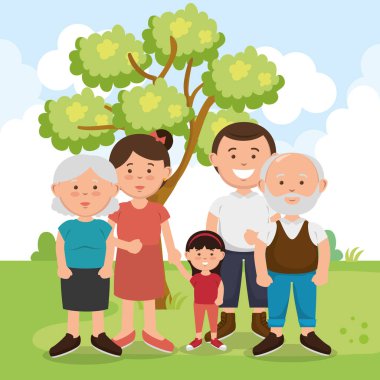 Aile üyelerinin park karakterleri
