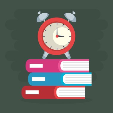 okul kitapları ve çalar saat