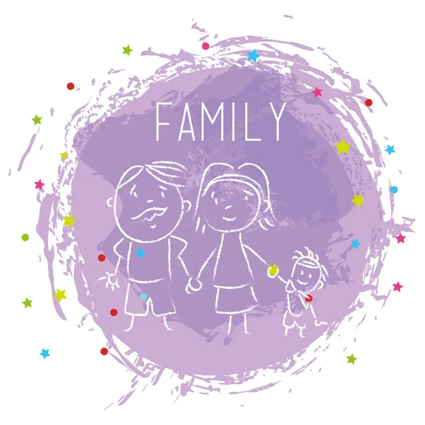 Miembros de la familia feliz dibujo — Vector de stock