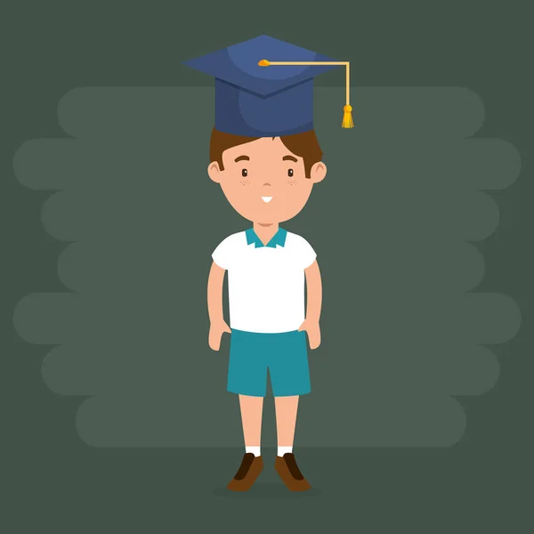 Liten pojke med examen hatt — Stock vektor