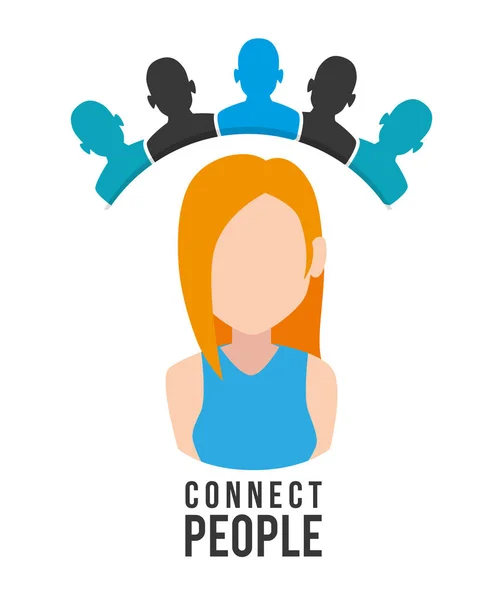 Woman with connect people — Stock Vector