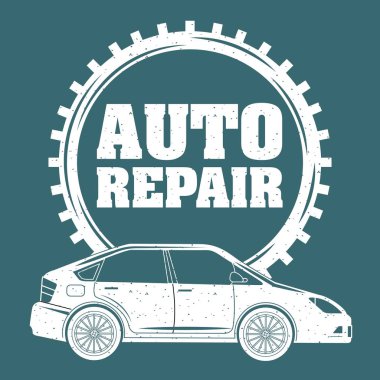 otomatik onarım aracı hizmeti araba vites amblemi vektör çizim