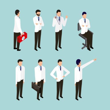 Holding portföy ve stetoskop oturan sağlık doktorlar illüstrasyon vektör