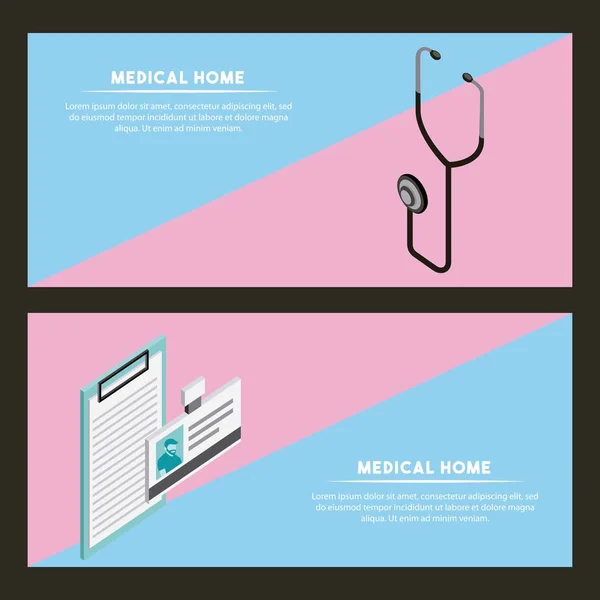 Stéthoscope Médical Illustration Vectorielle Formulaire Document Santé — Image vectorielle