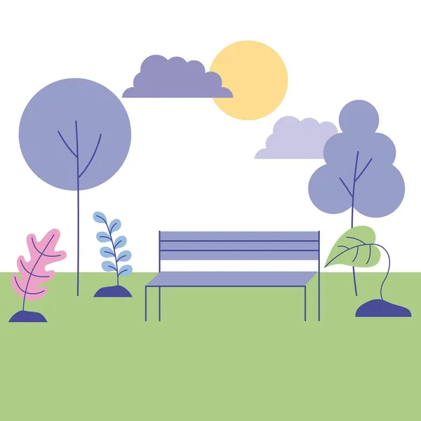 Utomhusaktiviteter Fin Park Blommor Bank Söndag Vektorillustration — Stock vektor
