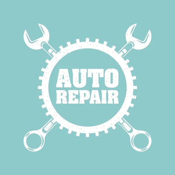 Verstelbare Moersleutel Spanner Embleem Auto Reparatie Vectorillustratie Gekruist — Stockvector