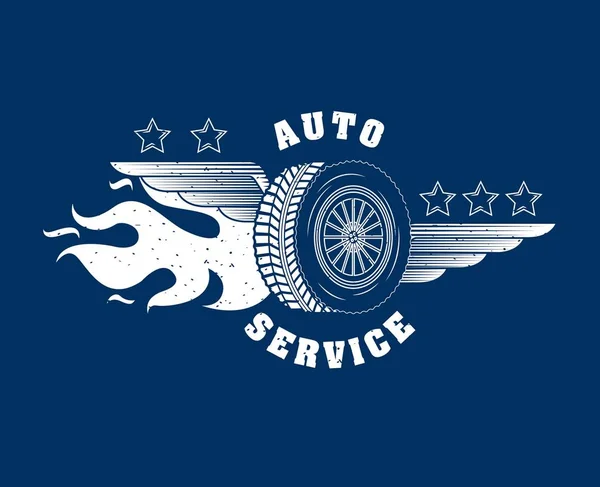 Industrie Automobil Rad Auto Feuer Emblem Vektor Illustration — Stockvektor