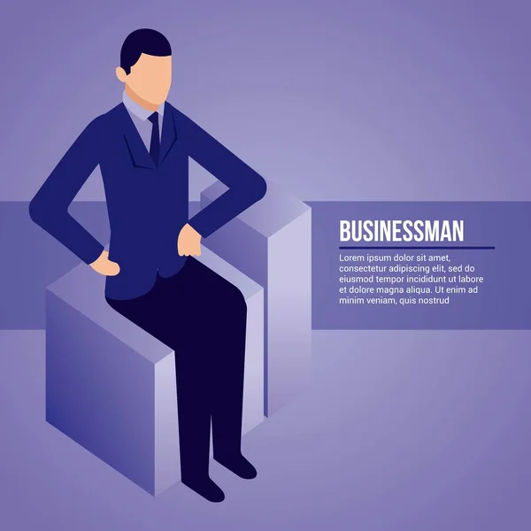 Businessman Sitting Hands Hip Vector Illustration — Stock Vector