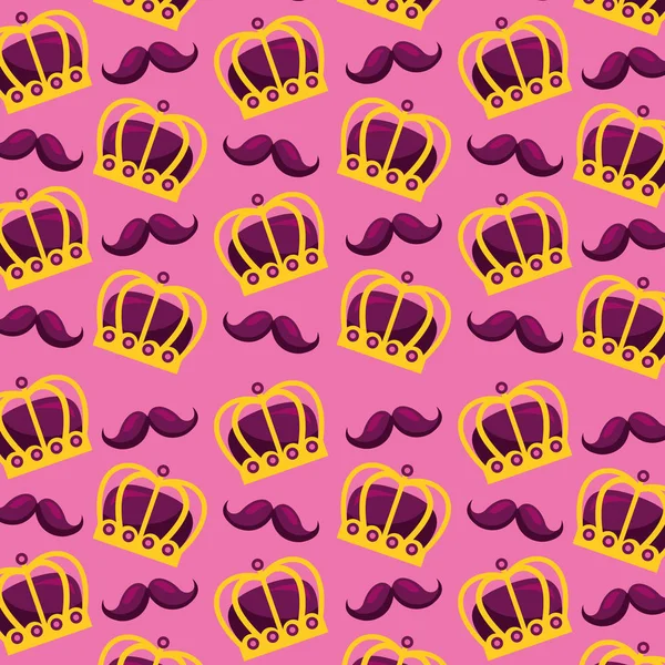 Masque Fête Couronne Nuit Rois Moustache Fond Vectoriel Illustration — Image vectorielle