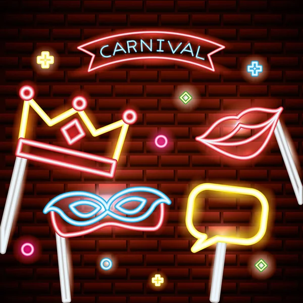 Party Maske Nacht Rotes Band Karneval Sticks Foto Vektor Illustration — Stockvektor