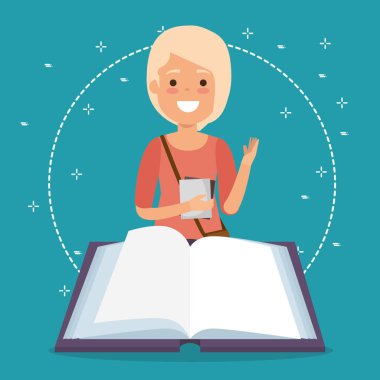 kitap ile öğretmen kadın