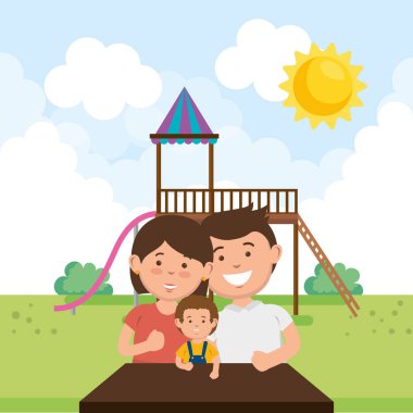 Aile üyelerinin park karakterleri