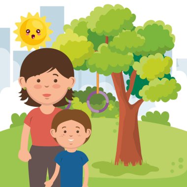 Anne ile oğlu park karakterleri üzerinde