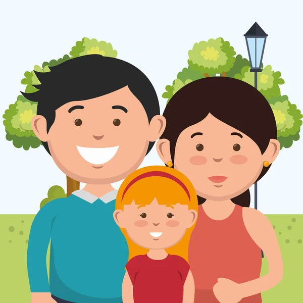 Familienmitglieder über Parkcharaktere — Stockvektor