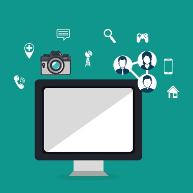 bilgisayar ile sosyal medya simgeler pazarlama