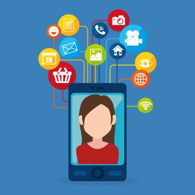 Sosyal Medya Simgeler pazarlama olan kadın