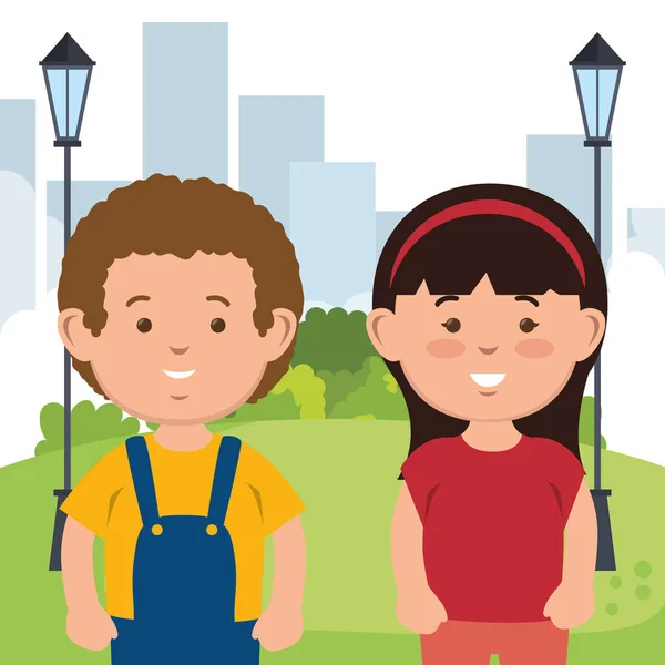 Kleine Kinder auf Parkcharakteren — Stockvektor