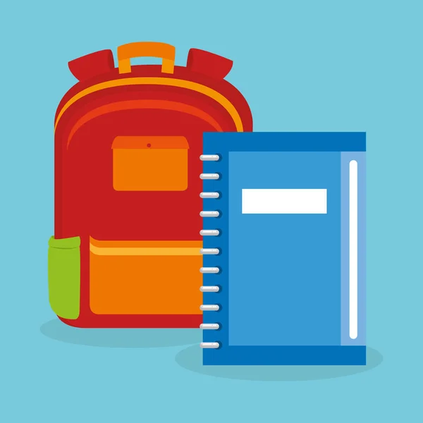 Fornecimento de bolsa escolar com notebook —  Vetores de Stock