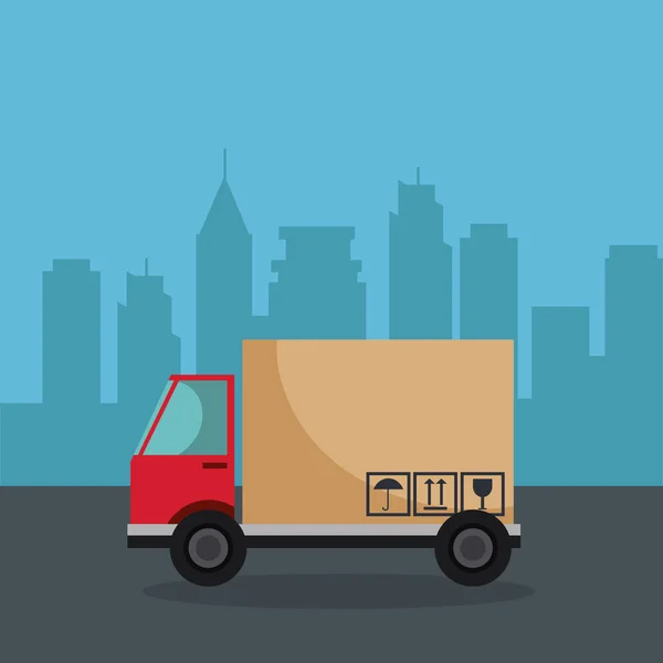 Usługa dostawy ciężarówka odizolowana ikona — Wektor stockowy