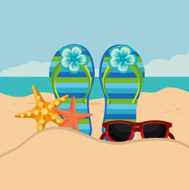 flip flop sahne ile plaj manzara