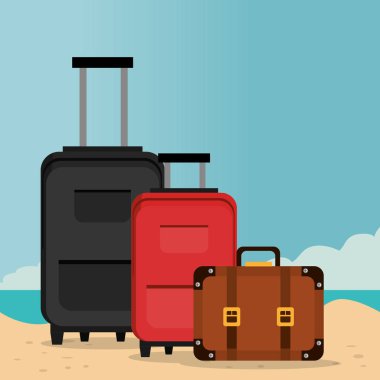 bavul ile plaj manzara