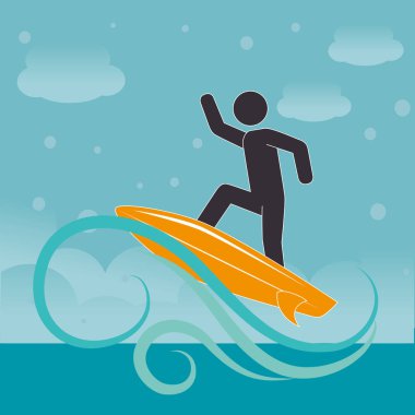 adam sörf ile plaj manzara