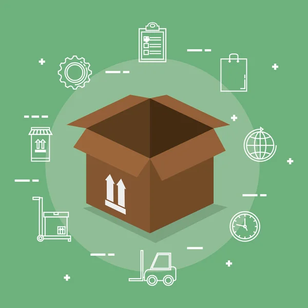 Box med leverans service ikoner — Stock vektor