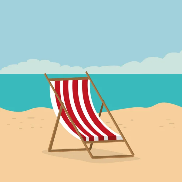 Beach landscape with chair scene — Stock Vector