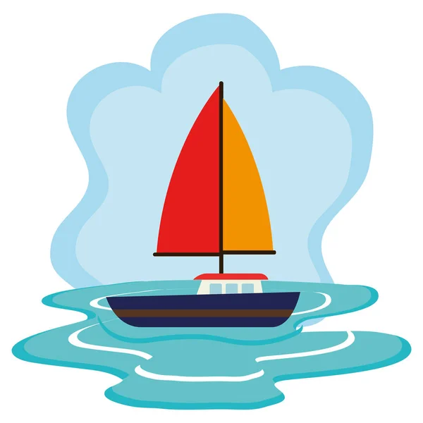 Пляжний краєвид з вітрильним човном — стоковий вектор