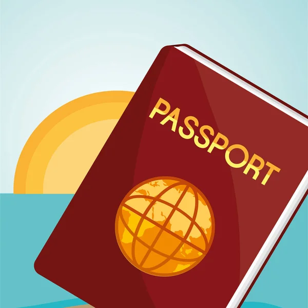パスポートのビーチ風景 — ストックベクタ