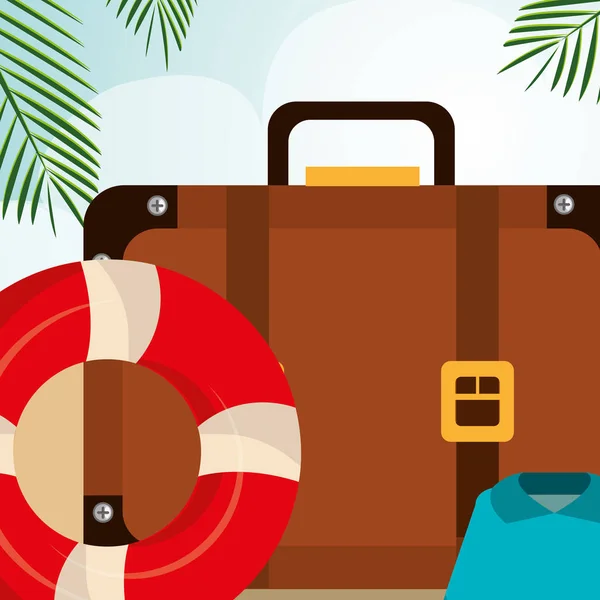 Plaj, yatay, bavul ve set simgeleri — Stok Vektör