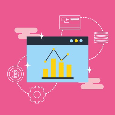 Fintech iş belge istatistikleri ilerleme iş bağlantısı kredi kartı paralar tekerlek vektör çizim