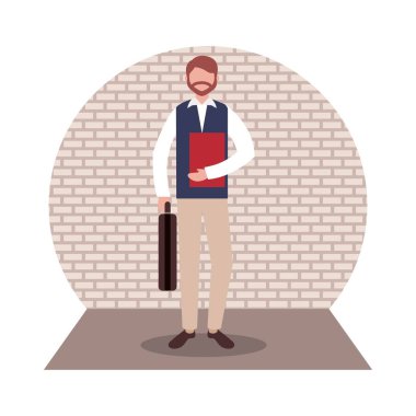 çalışma alanı sakal işadamı kitap portföy vektör Illustration holding