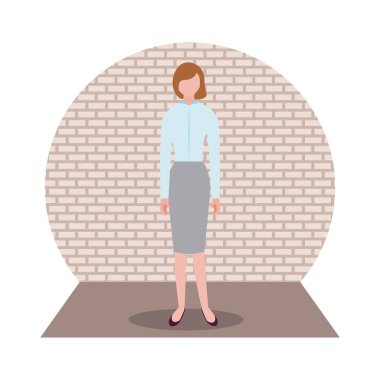 iş çalışma alanı resmi kız vektör çizim ayakta