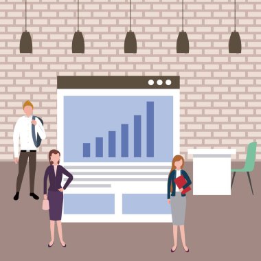 İşadamları çalışma alanı office belge istatistikleri vektör çizim çalışması