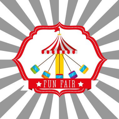 Karnaval sandalye lunapark retro etiket vektör çizim binmek 