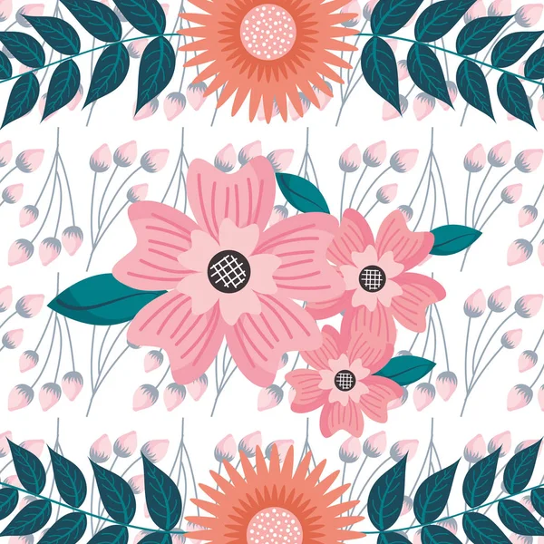 Fundo Flores Ramos Folhas Floral Vetor Ilustração — Vetor de Stock