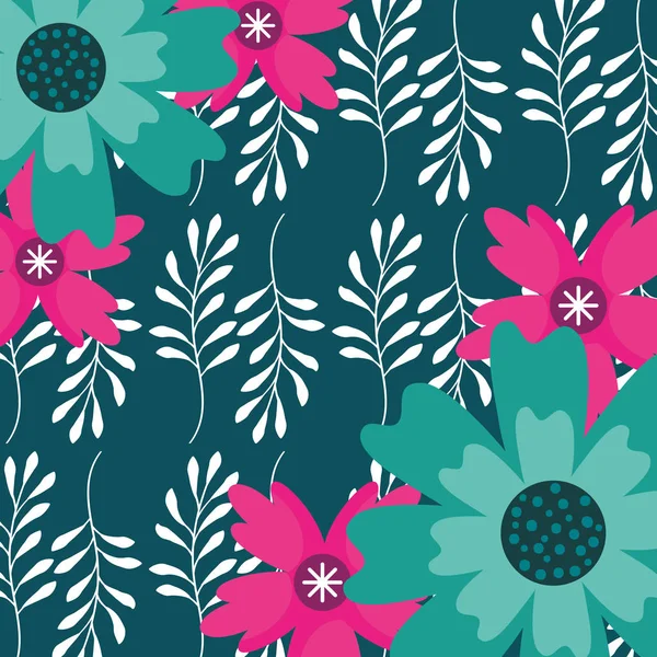 Fond Fleurs Branches Feuilles Vecteur Floral Illustration — Image vectorielle