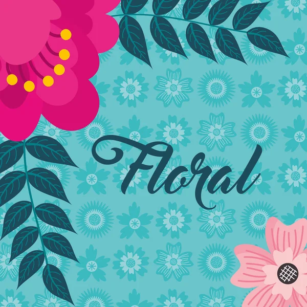 Ramos Flores Rosa Natural Floral Fundo Vetor Ilustração — Vetor de Stock