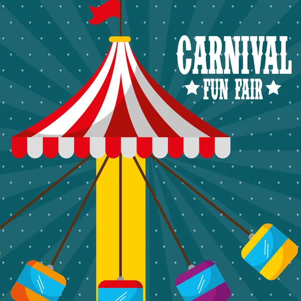 Carousel Stolar Flyger Carnival Fun Fair Vektorillustration — Stock vektor